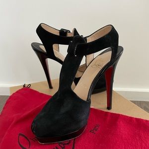 Christian Louboutin Orlan Black Suede Heels - Size 8 - 4 inch heel